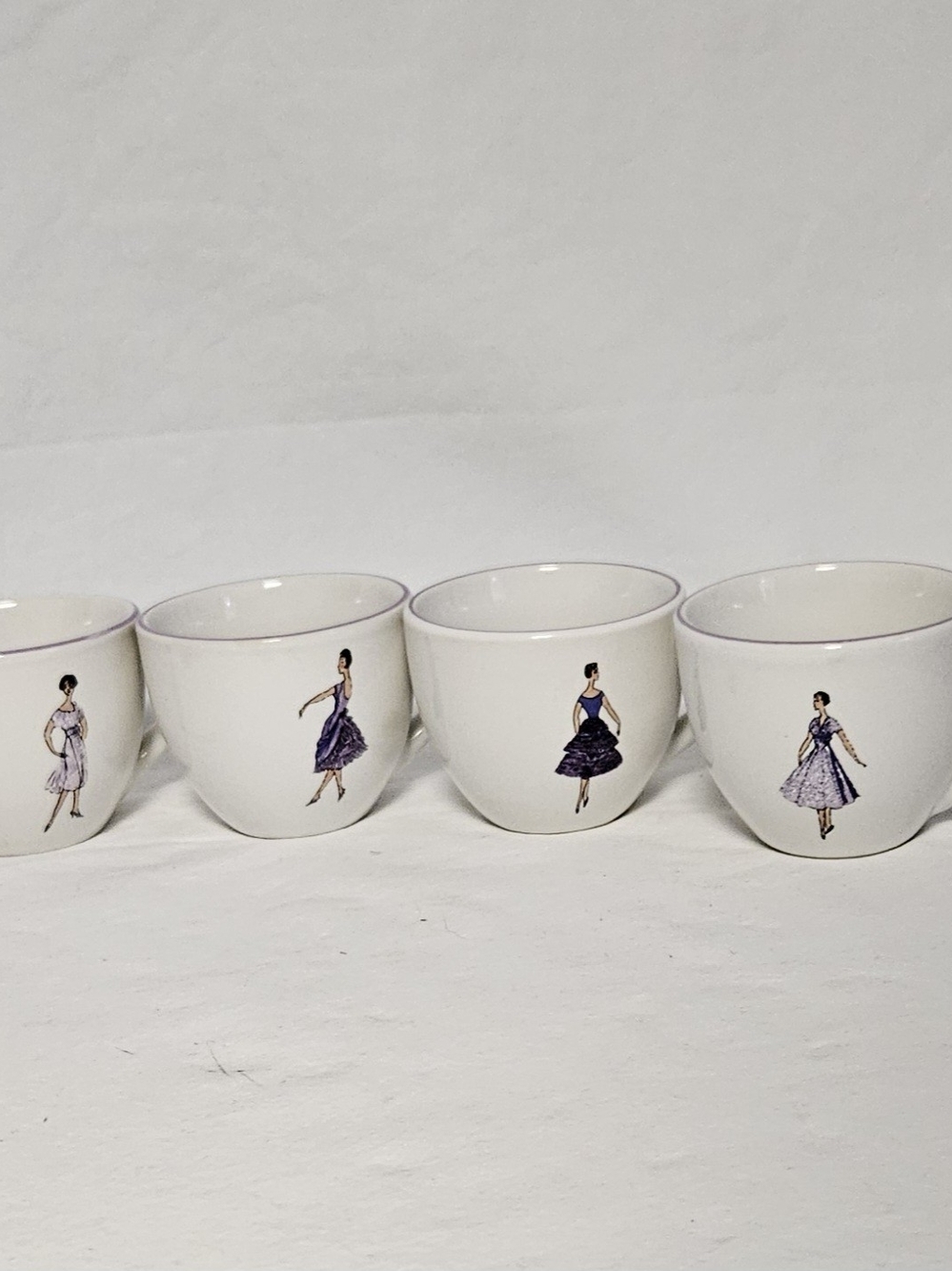 Rosanna "Ooh La La" French Fashion espresso cups, featuring lavender-rimmed edge